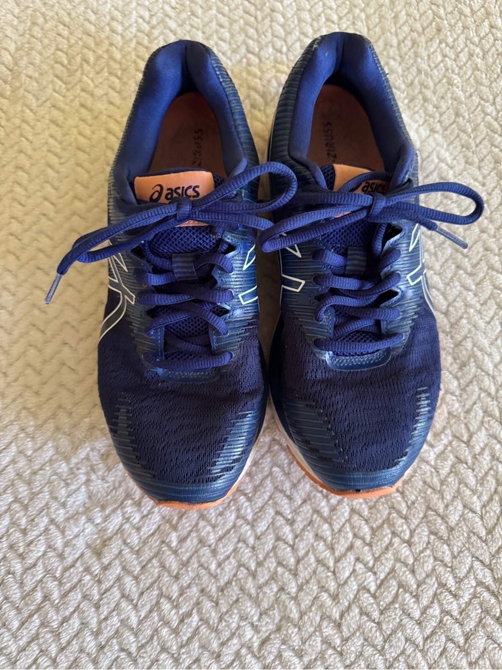 ASICS Women’s Gel Ziruss Navy and Orange Running Shoes Size 8.5